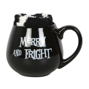 Merry and Fright Mug and Socks Set Goth Home Decor