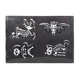 Set of 4 Black Creepy Skeleton Cookie Ornaments