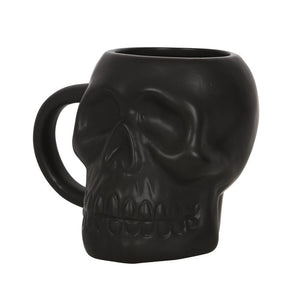 Matte Black Skull Mug Goth Home Decor