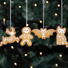 Load image into Gallery viewer, Set of 4 Creepy Skeleton Cookie Ornaments
