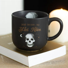 Load image into Gallery viewer, Trying To Feel Alive Skull Black Mug Gothic Homeware
