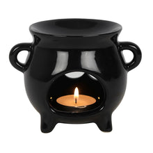 Load image into Gallery viewer, Triple Moon Cauldron Oil Burner Goth Homeware
