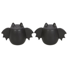 Load image into Gallery viewer, Black Set of 2 Gothic Bat Wing Salt and Pepper Shakers
