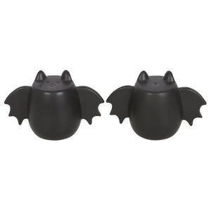 Black Set of 2 Gothic Bat Wing Salt and Pepper Shakers