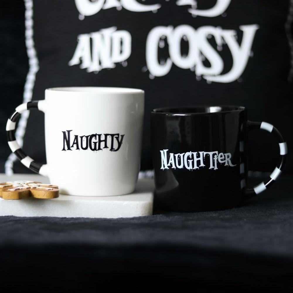 Naughty & Naughtier Couples Mug Set Goth Homeware