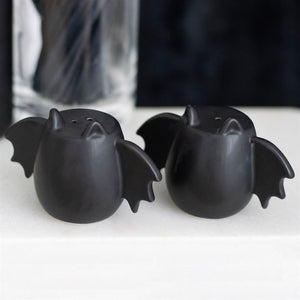 Black Set of 2 Gothic Bat Wing Salt and Pepper Shakers