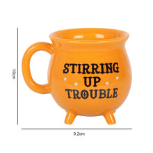 Load image into Gallery viewer, Stirring Up Trouble Orange Cauldron Mug Witchy Homeware
