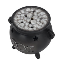 Load image into Gallery viewer, Triple Moon Cauldron Incense Cone Holder Goth Home Decor
