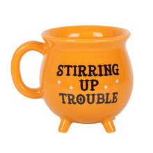 Load image into Gallery viewer, Stirring Up Trouble Orange Cauldron Mug Witchy Homeware
