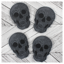 Load image into Gallery viewer, Set Of 4 Grey &amp; Black Skull Coasters
