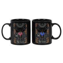 Load image into Gallery viewer, The Lovers Tarot Couples Black Mug Set Witchy Goth Homeware
