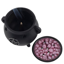 Load image into Gallery viewer, Pentagram Cauldron Incense Cone Holder Goth Homeware
