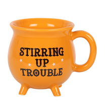 Load image into Gallery viewer, Stirring Up Trouble Orange Cauldron Mug Witchy Homeware
