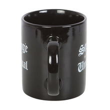 Load image into Gallery viewer, Strange and Unusual Black Mug Goth Homeware
