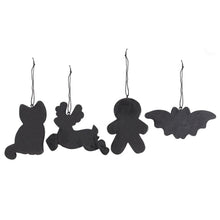 Load image into Gallery viewer, Set of 4 Black Creepy Skeleton Cookie Ornaments
