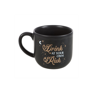 Drink At Your Own Risk Black Skull Mug Gothic Homeware