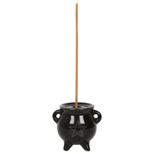 Load image into Gallery viewer, Pentagram Cauldron Ceramic Incense Holder Goth Homeware

