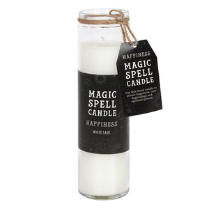 White Sage Scented 'Happiness' Spell Tube Candle Goth Witchy Homeware