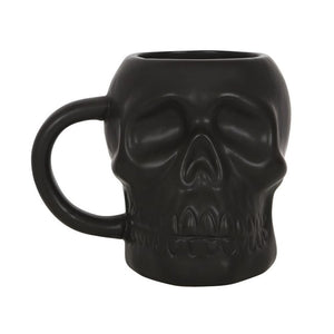 Matte Black Skull Mug Goth Home Decor