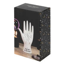 Load image into Gallery viewer, White Ceramic Palmistry Hand Ornament/ Ring Holder Witchy Decor
