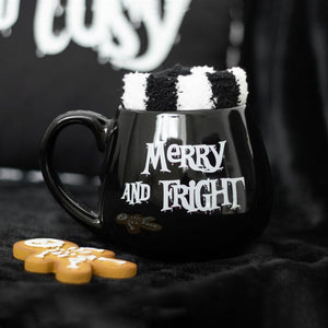 Merry and Fright Mug and Socks Set Goth Home Decor