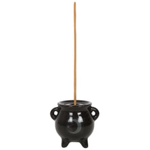 Load image into Gallery viewer, Mystical Moon Cauldron Ceramic Incense Holder Goth Homeware
