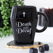 Load image into Gallery viewer, Death Before Decaf Coffin Mug
