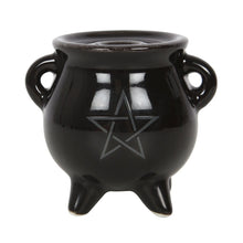 Load image into Gallery viewer, Pentagram Cauldron Ceramic Incense Holder Goth Homeware
