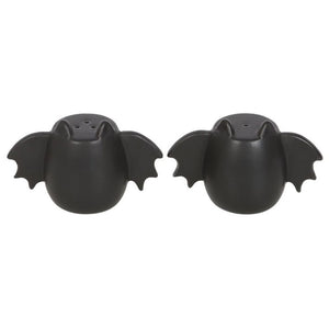 Black Set of 2 Gothic Bat Wing Salt and Pepper Shakers