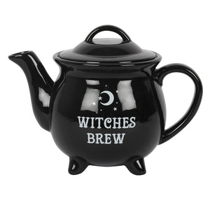 Witches Brew Ceramic Cauldron Tea Set & 4 8oz Moon Mugs