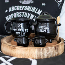 Load image into Gallery viewer, Witches Broth Cauldron Soup Bowl with Broom Spoon Goth Homeware
