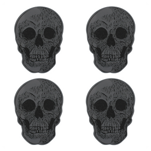 Set Of 4 Grey & Black Skull Coasters