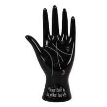 Load image into Gallery viewer, Black Ceramic Palmistry Hand Ornament/ Ring Holder
